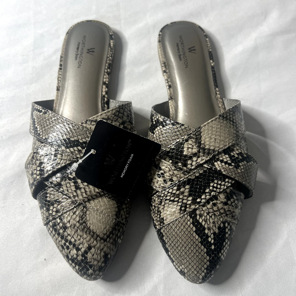 Worthington‎ Snake Print Womens Size 7.5 Snake Slip On Faux Leather Flats NWT